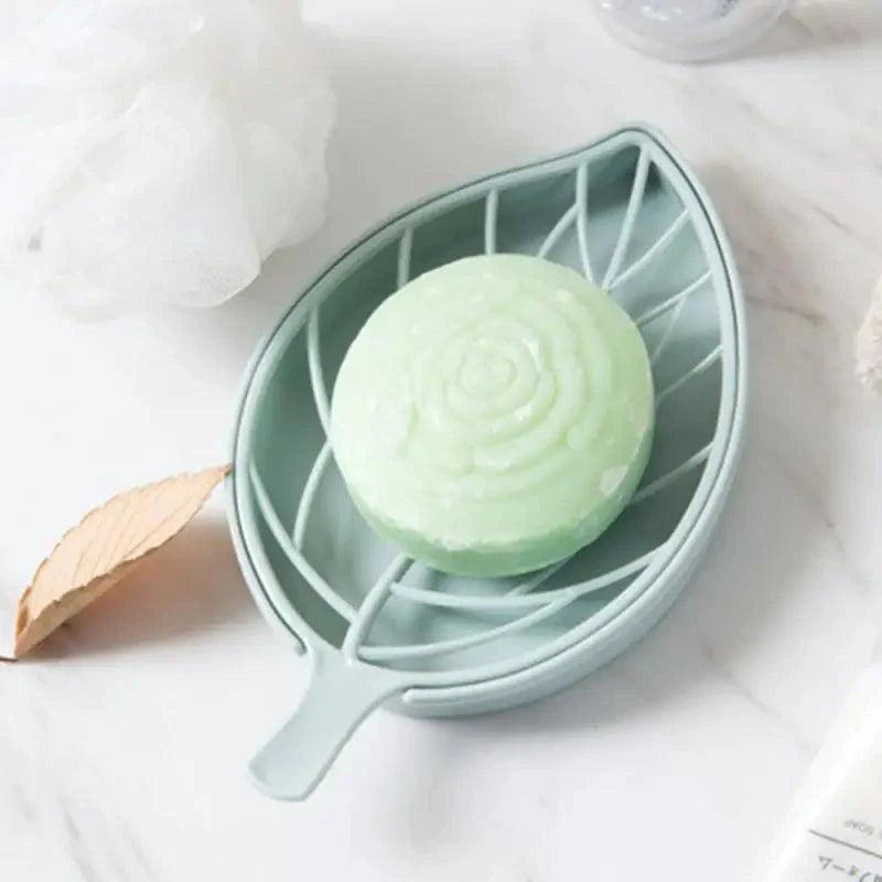Leaf-Shaped Soap Dish with Draining Tray – Double Layer Holder