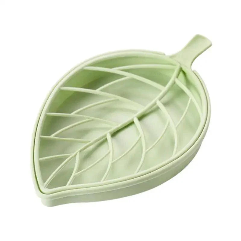 Leaf-Shaped Soap Dish with Draining Tray – Double Layer Holder