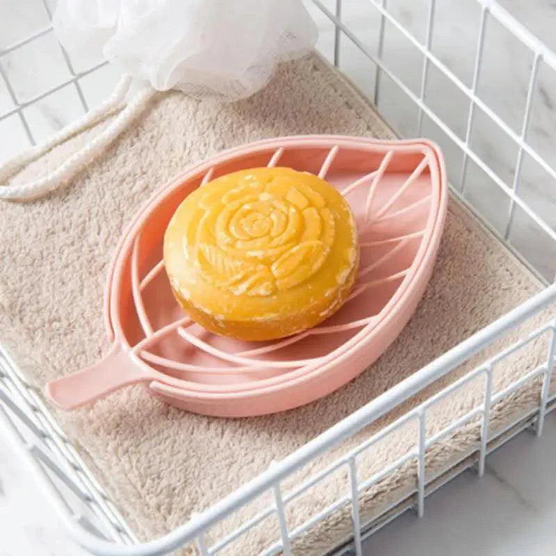 Leaf-Shaped Soap Dish with Draining Tray – Double Layer Holder
