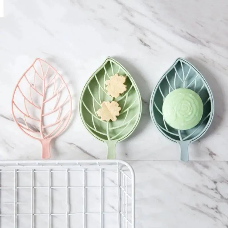 Leaf-Shaped Soap Dish with Draining Tray – Double Layer Holder