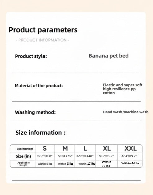 Banana-Style Pet Bed | Warm Removable Cushion for Cats & Dogs