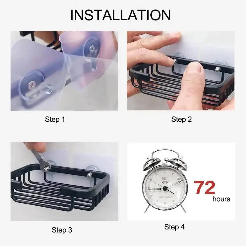 Wall-Mounted Stainless Steel Soap Dish Holder – No-Drill Adhesive