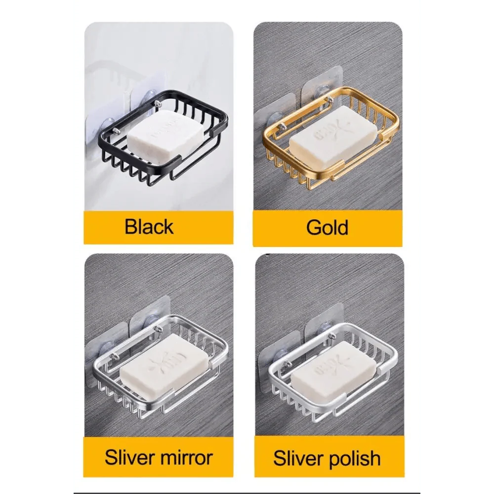 Wall-Mounted Stainless Steel Soap Dish Holder – No-Drill Adhesive