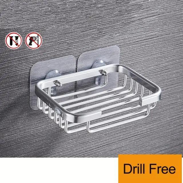 Wall-Mounted Stainless Steel Soap Dish Holder – No-Drill Adhesive