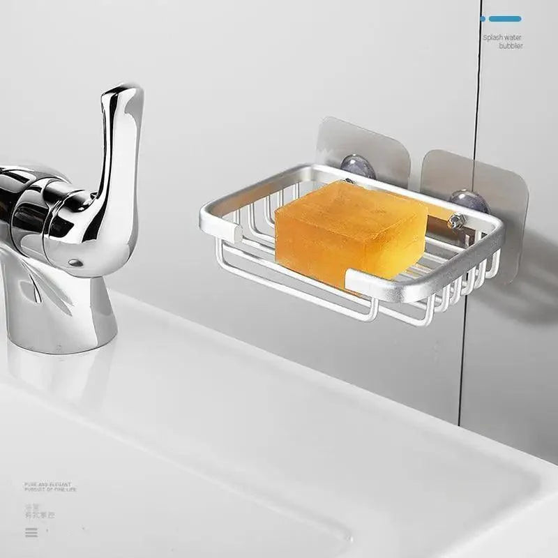 Wall-Mounted Stainless Steel Soap Dish Holder – No-Drill Adhesive