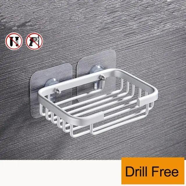Wall-Mounted Stainless Steel Soap Dish Holder – No-Drill Adhesive