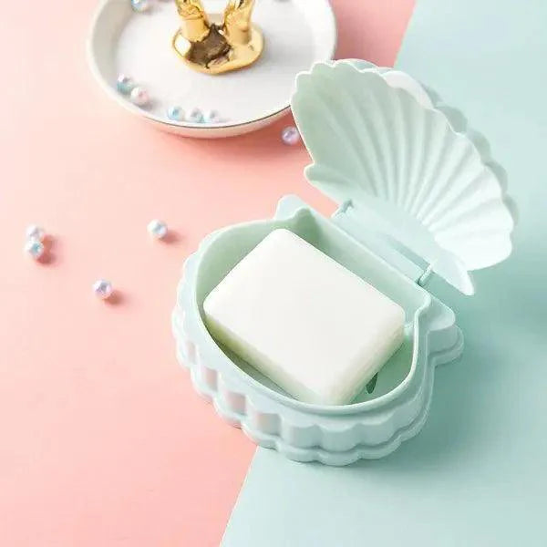 Seashell Soap Dish with Drainer | Decorative Soap Holder for Home & Travel (3 Colors)