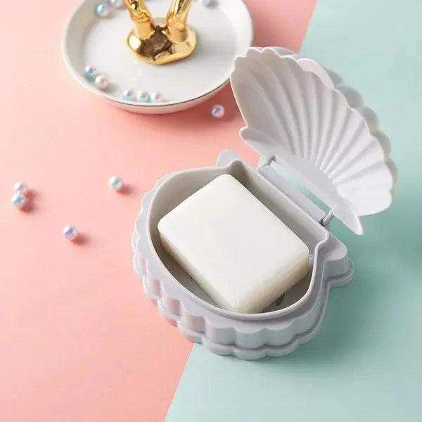 Seashell Soap Dish with Drainer | Decorative Soap Holder for Home & Travel (3 Colors)