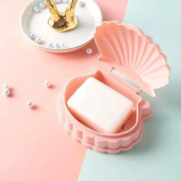 Seashell Soap Dish with Drainer | Decorative Soap Holder for Home & Travel (3 Colors)