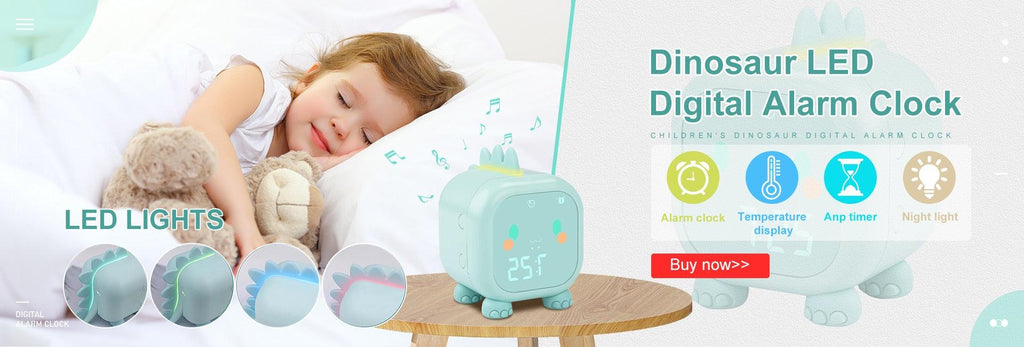 Dinosaur Kids Alarm Clock – Digital Night Light & Sleep Trainer for Children