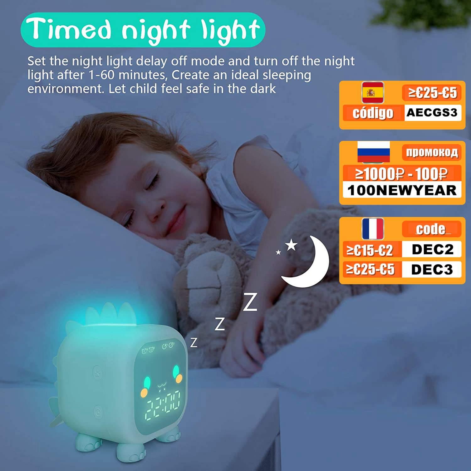 Dinosaur Kids Alarm Clock – Digital Night Light & Sleep Trainer for Children