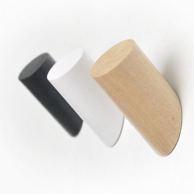 Natural Wood Wall-Mounted Coat Hook – Decorative Key & Hat Hanger