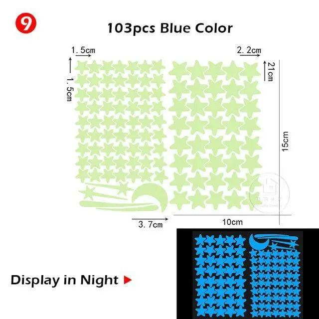 Glow in the Dark Moon & Stars Wall Stickers for Kids Room – Luminous Ceiling Decals