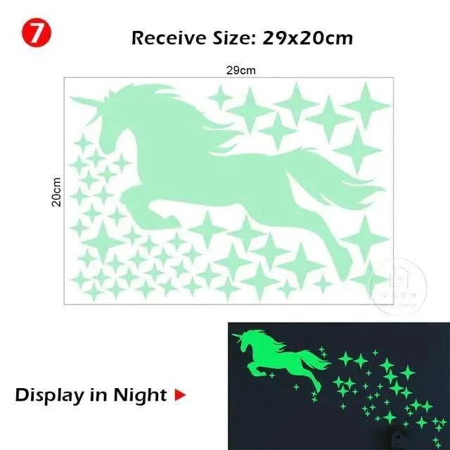 Glow in the Dark Moon & Stars Wall Stickers for Kids Room – Luminous Ceiling Decals
