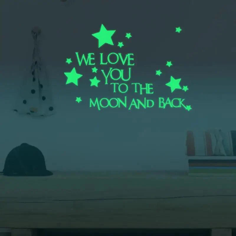 Glow in the Dark Moon & Stars Wall Stickers for Kids Room – Luminous Ceiling Decals