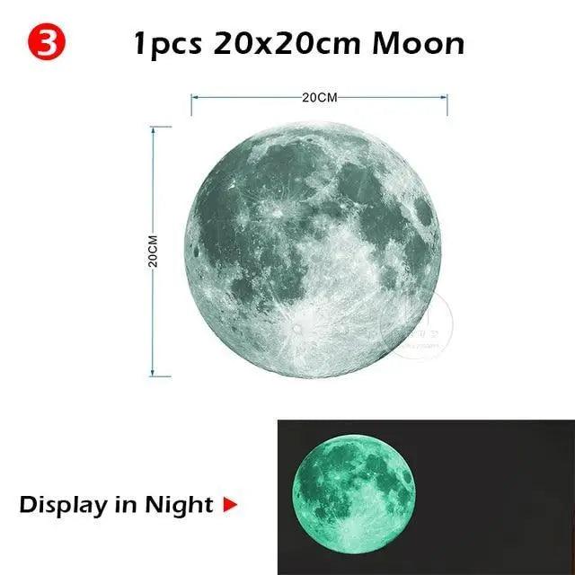 Glow in the Dark Moon & Stars Wall Stickers for Kids Room – Luminous Ceiling Decals