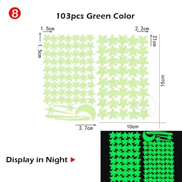 Glow in the Dark Moon & Stars Wall Stickers for Kids Room – Luminous Ceiling Decals