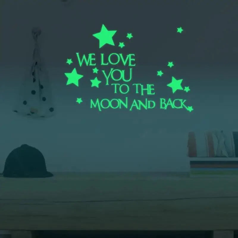 Glow in the Dark Moon & Stars Wall Stickers for Kids Room – Luminous Ceiling Decals