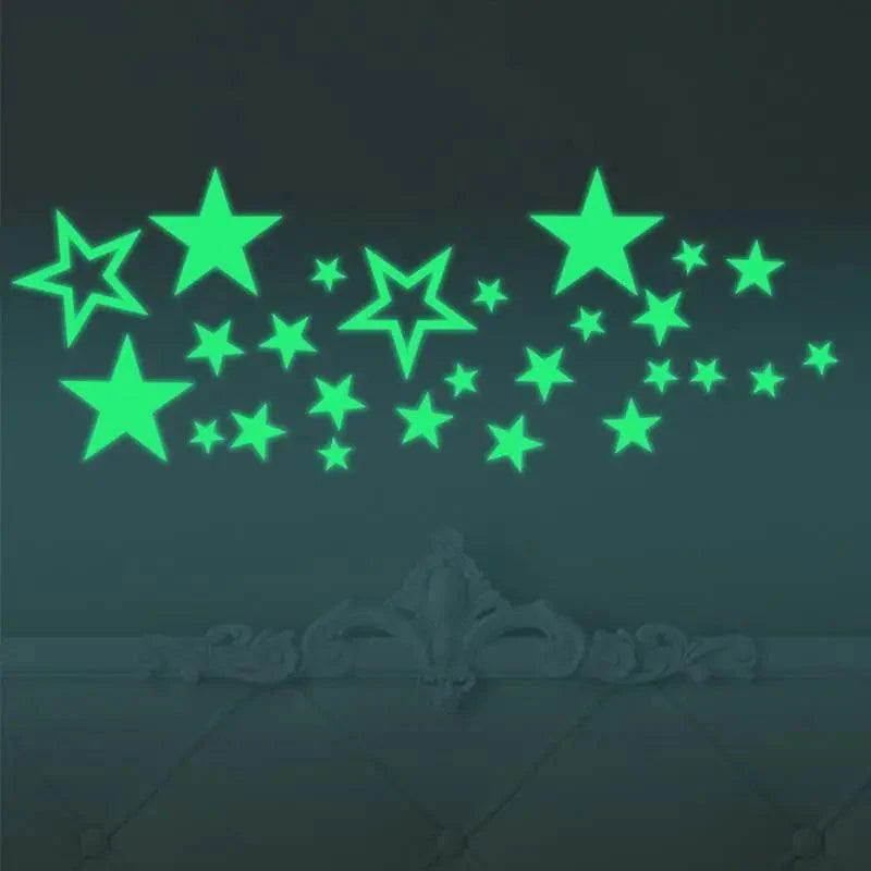 Glow in the Dark Moon & Stars Wall Stickers for Kids Room – Luminous Ceiling Decals