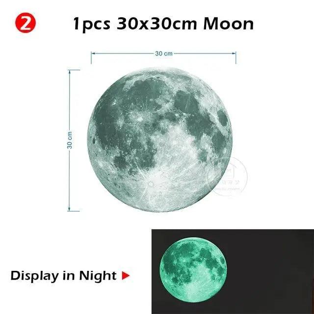 Glow in the Dark Moon & Stars Wall Stickers for Kids Room – Luminous Ceiling Decals