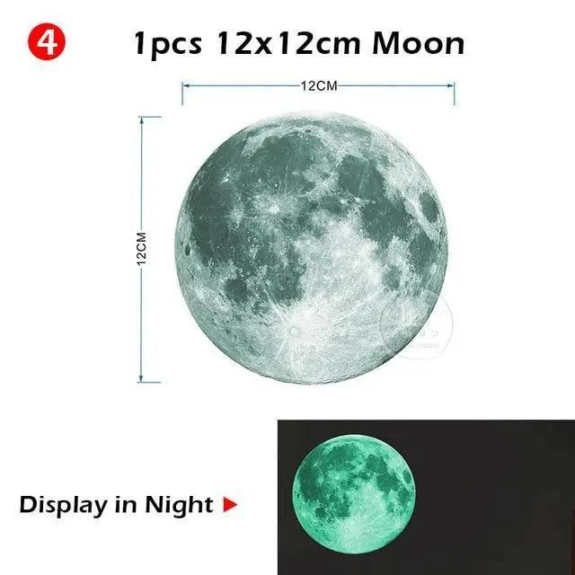 Glow in the Dark Moon & Stars Wall Stickers for Kids Room – Luminous Ceiling Decals