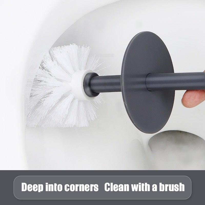 Nordic Ceramic Toilet Brush Set – Ergonomic Long Handle with Holder