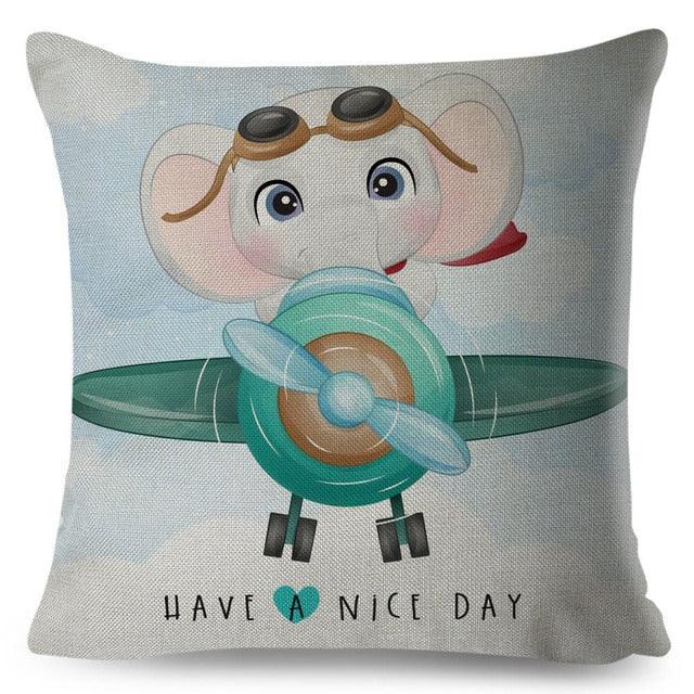 Cartoon Dinosaur Kids Pillow Cover – Cute Animal Cushion Case for Kids Room