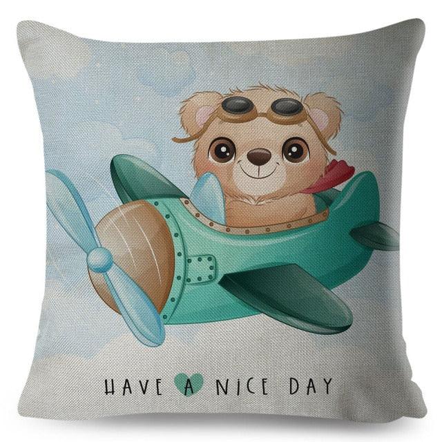 Cartoon Dinosaur Kids Pillow Cover – Cute Animal Cushion Case for Kids Room