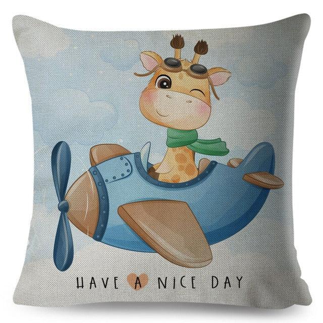 Cartoon Dinosaur Kids Pillow Cover – Cute Animal Cushion Case for Kids Room