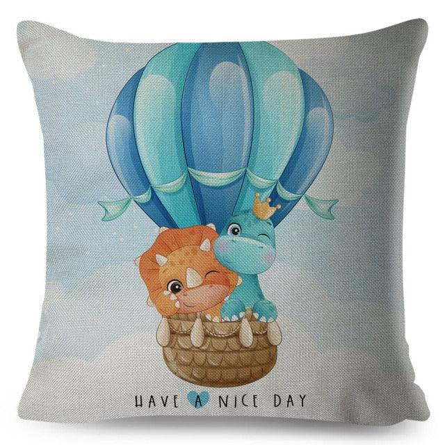 Cartoon Dinosaur Kids Pillow Cover – Cute Animal Cushion Case for Kids Room