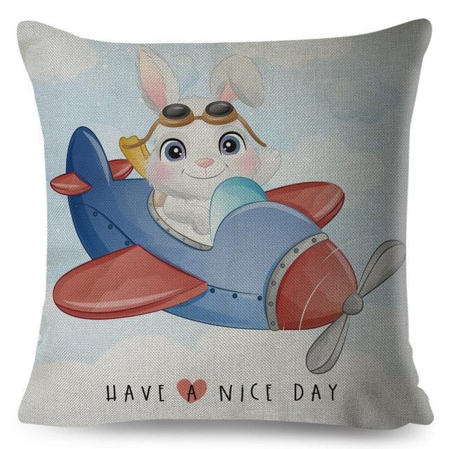 Cartoon Dinosaur Kids Pillow Cover – Cute Animal Cushion Case for Kids Room