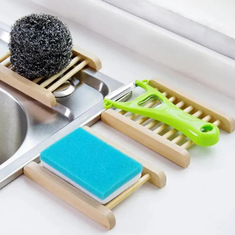 Handcrafted Natural Pine Wood Soap Dish | Slotted Self-Draining Soap Holder