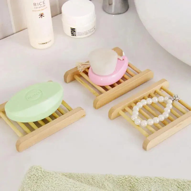 Handcrafted Natural Pine Wood Soap Dish | Slotted Self-Draining Soap Holder