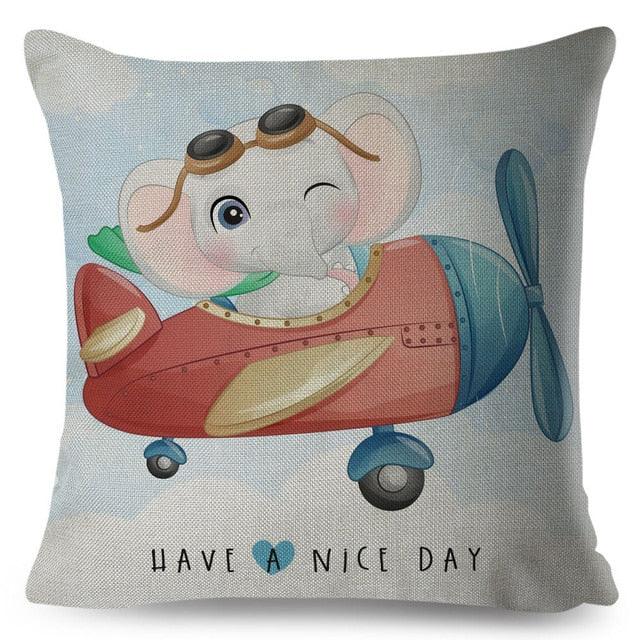 Cartoon Dinosaur Kids Pillow Cover – Cute Animal Cushion Case for Kids Room