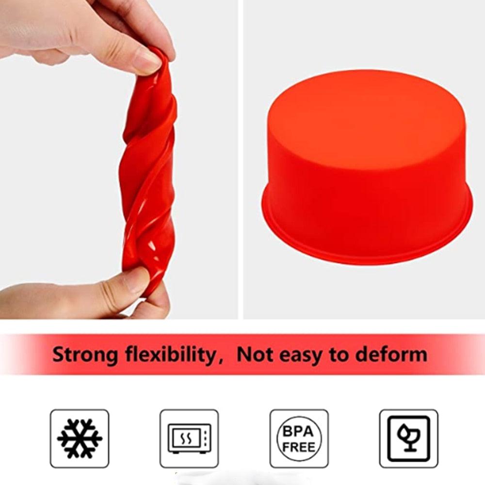 4-Inch Round Silicone Baking Mold | Non-Stick, Reusable Cake Pan — Blue or Red