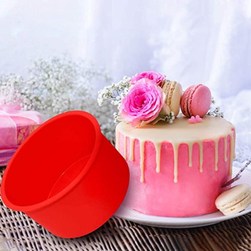 4-Inch Round Silicone Baking Mold | Non-Stick, Reusable Cake Pan — Blue or Red