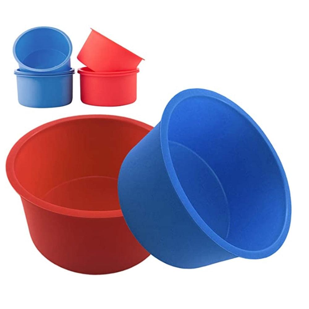 4-Inch Round Silicone Baking Mold | Non-Stick, Reusable Cake Pan — Blue or Red