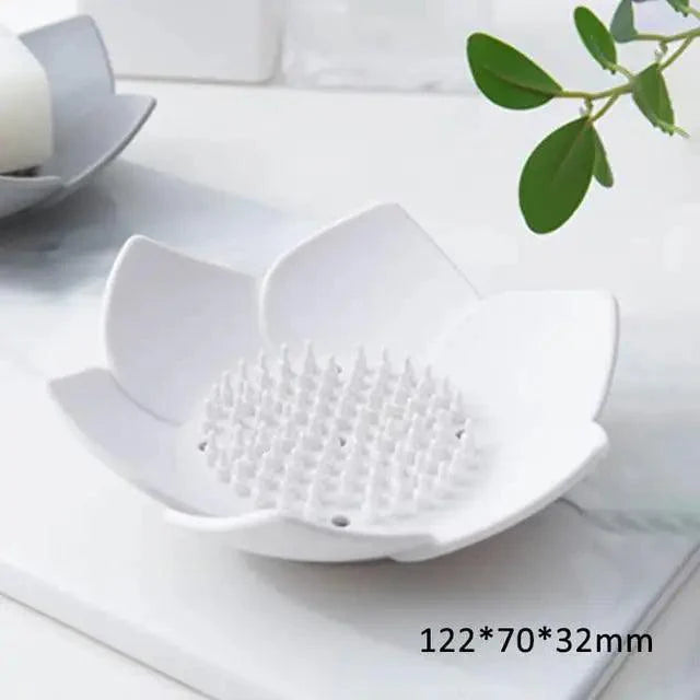 Lotus-Shape Silicone Soap Dish | Self-Draining, Non-Slip, Multi-Use — 9 Colors