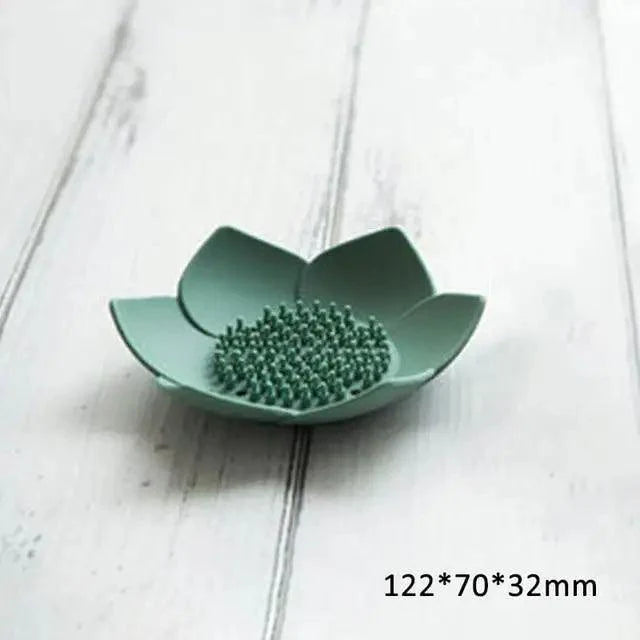 Lotus-Shape Silicone Soap Dish | Self-Draining, Non-Slip, Multi-Use — 9 Colors