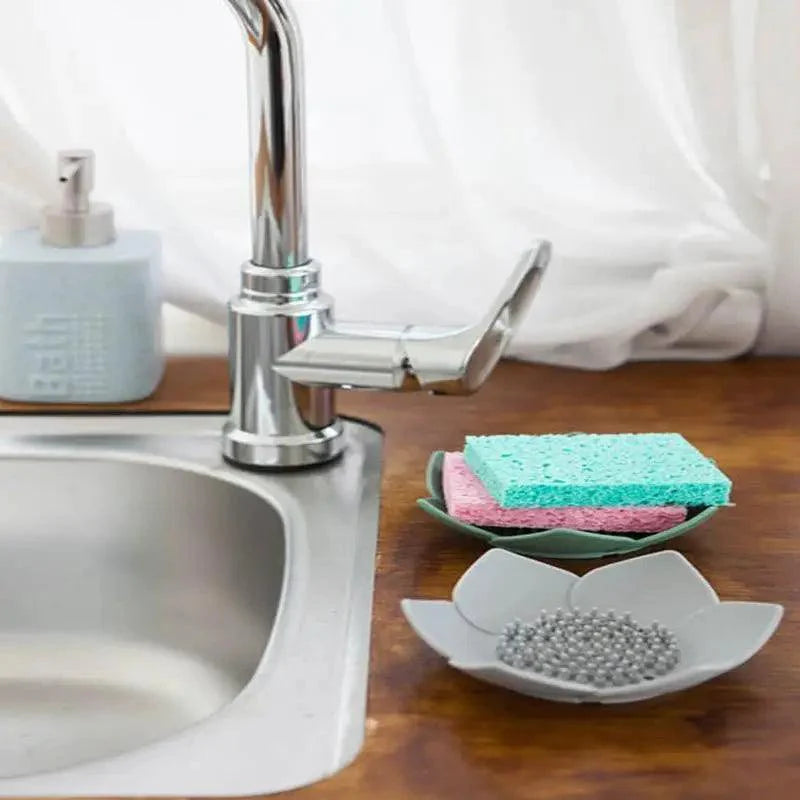 Lotus-Shape Silicone Soap Dish | Self-Draining, Non-Slip, Multi-Use — 9 Colors