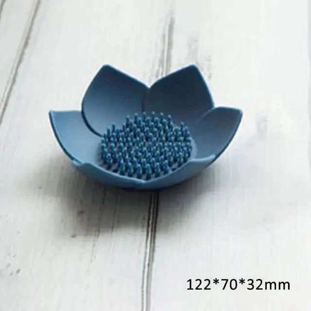 Lotus-Shape Silicone Soap Dish | Self-Draining, Non-Slip, Multi-Use — 9 Colors