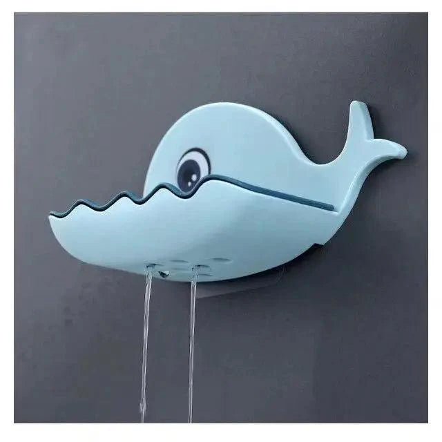 Whale Soap Dish with Suction Cup | No-Drill Wall Mount, Self-Draining — 4 Colors
