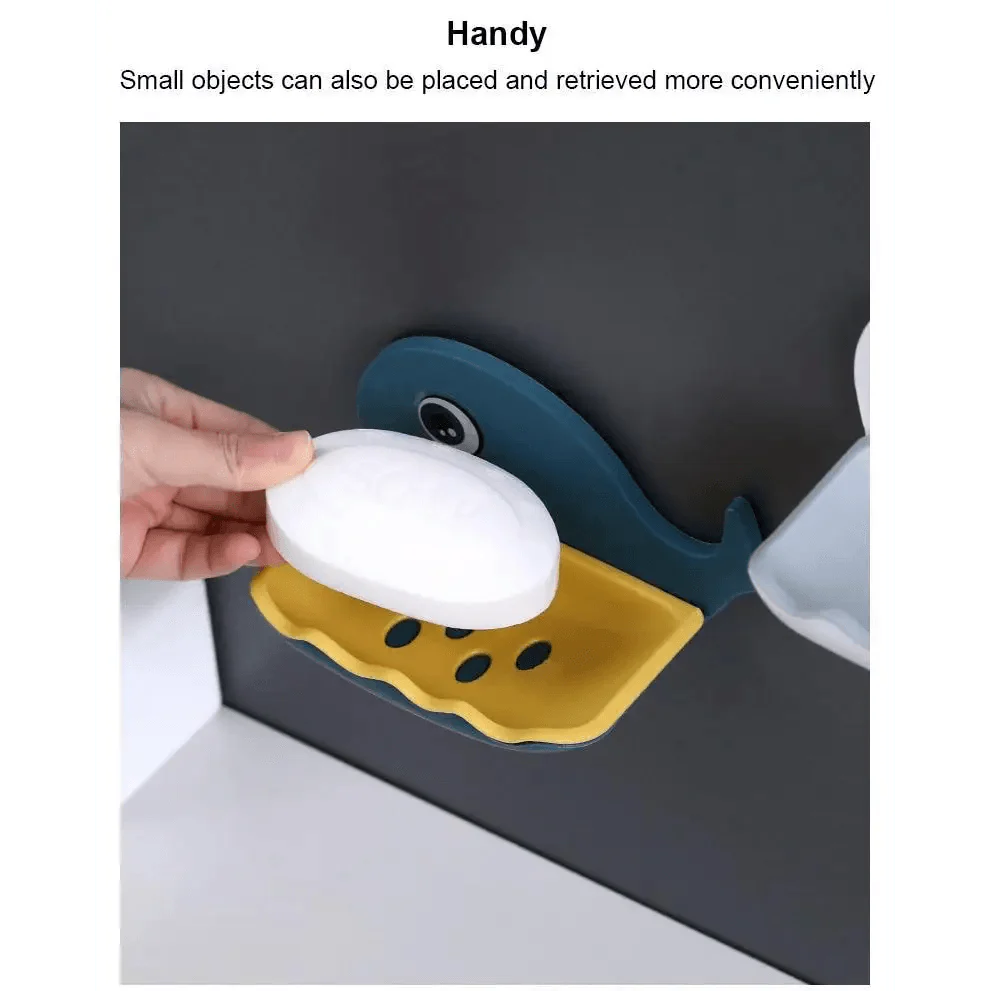 Whale Soap Dish with Suction Cup | No-Drill Wall Mount, Self-Draining — 4 Colors