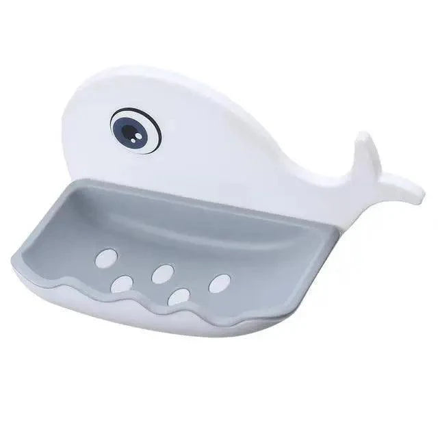 Whale Soap Dish with Suction Cup | No-Drill Wall Mount, Self-Draining — 4 Colors