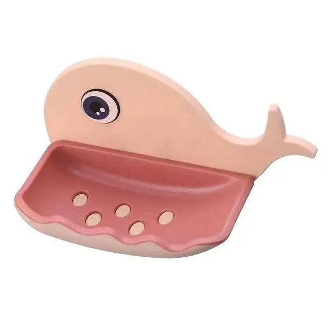 Whale Soap Dish with Suction Cup | No-Drill Wall Mount, Self-Draining — 4 Colors