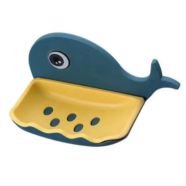 Whale Soap Dish with Suction Cup | No-Drill Wall Mount, Self-Draining — 4 Colors