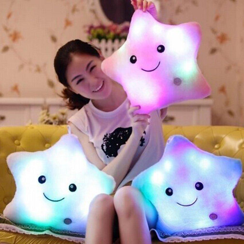 LED Star Plush Pillow – Glowing Night Light Cushion Toy for Kids